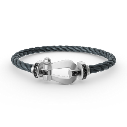 [baslovejewels]FORCE LARGE HORSESHOE BLACK DIAMOND BRACELET SILVER