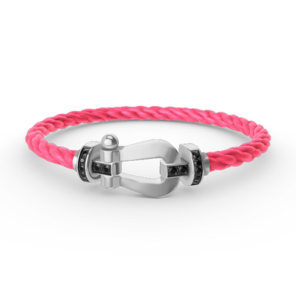 [baslovejewels]FORCE LARGE HORSESHOE BLACK DIAMOND BRACELET SILVER