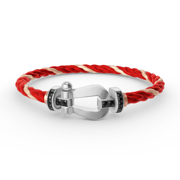 [baslovejewels]FORCE LARGE HORSESHOE BLACK DIAMOND BRACELET SILVER