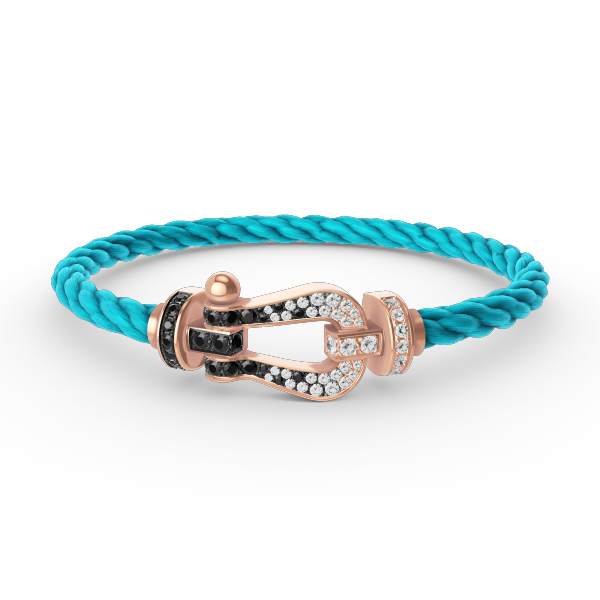 [baslovejewels]FORCE LARGE HORSESHOE BLACK WHITE DIAMOND BRACELET ROSE GOLD