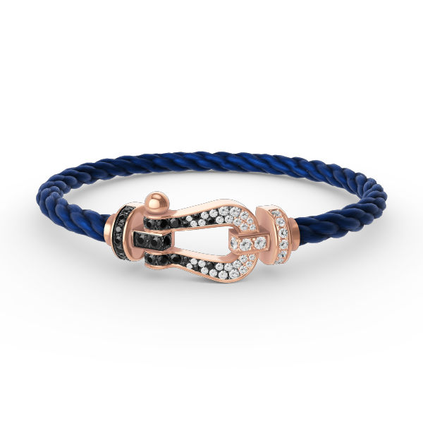 [baslovejewels]FORCE LARGE HORSESHOE BLACK WHITE DIAMOND BRACELET ROSE GOLD