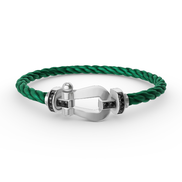 [baslovejewels]FORCE LARGE HORSESHOE BLACK DIAMOND BRACELET SILVER