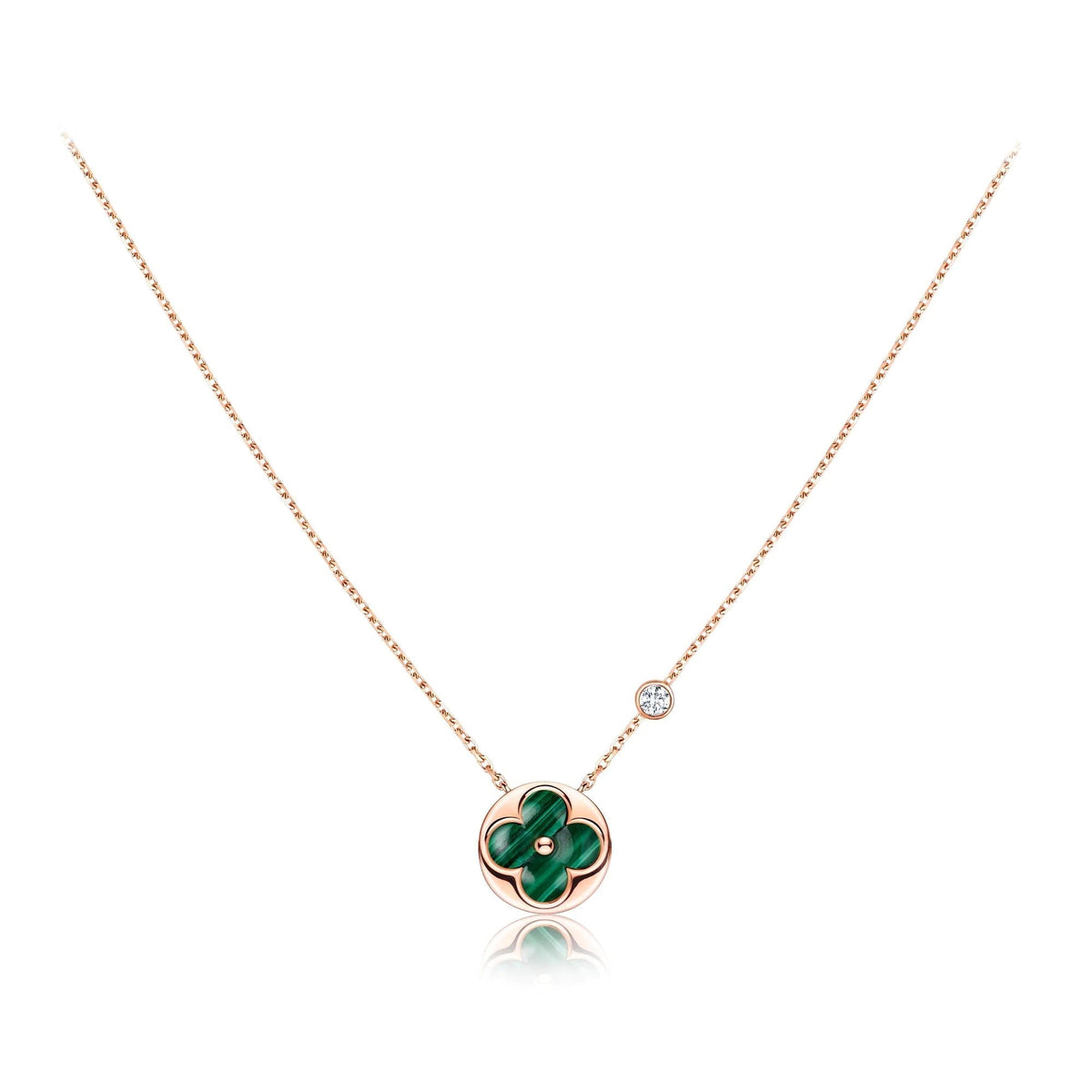 [baslovejewels]SUN PEDANT PINK GOLD 1 DIAMOND NECKLACE