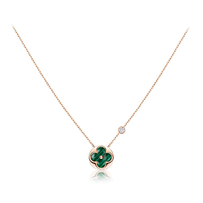 [baslovejewels]SUN PEDANT PINK GOLD 1 DIAMOND NECKLACE