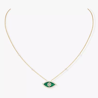 [baslovejewels]Lucky Eye Diamond Necklace in Rose Gold and Turquoise