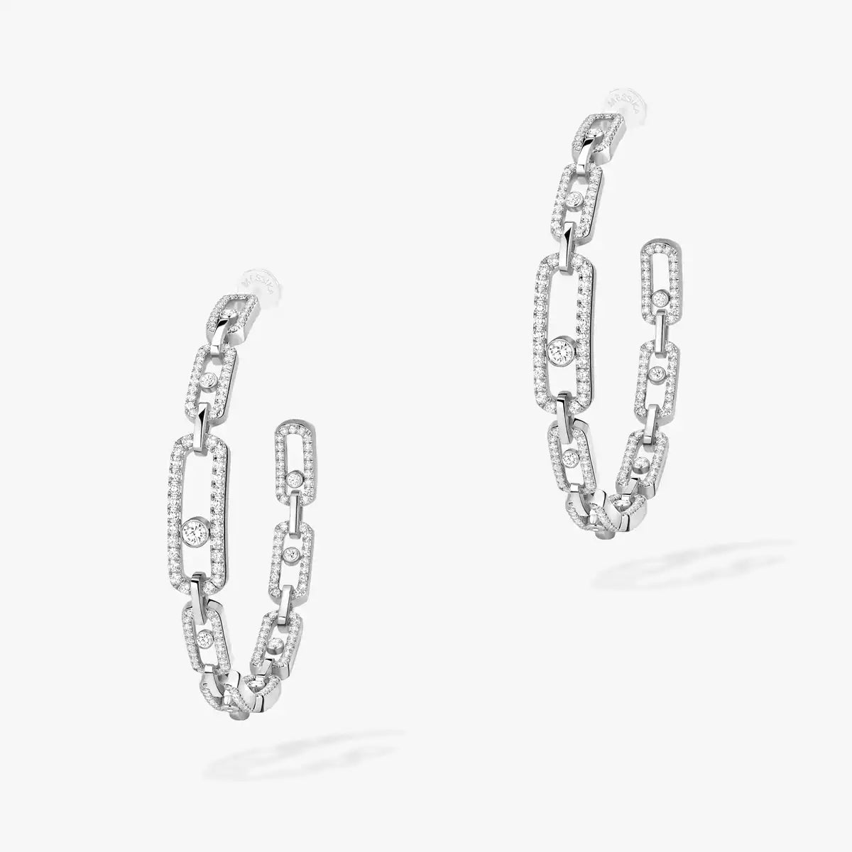 [[baslovejewels]Move Link Diamond Hoop Earrings