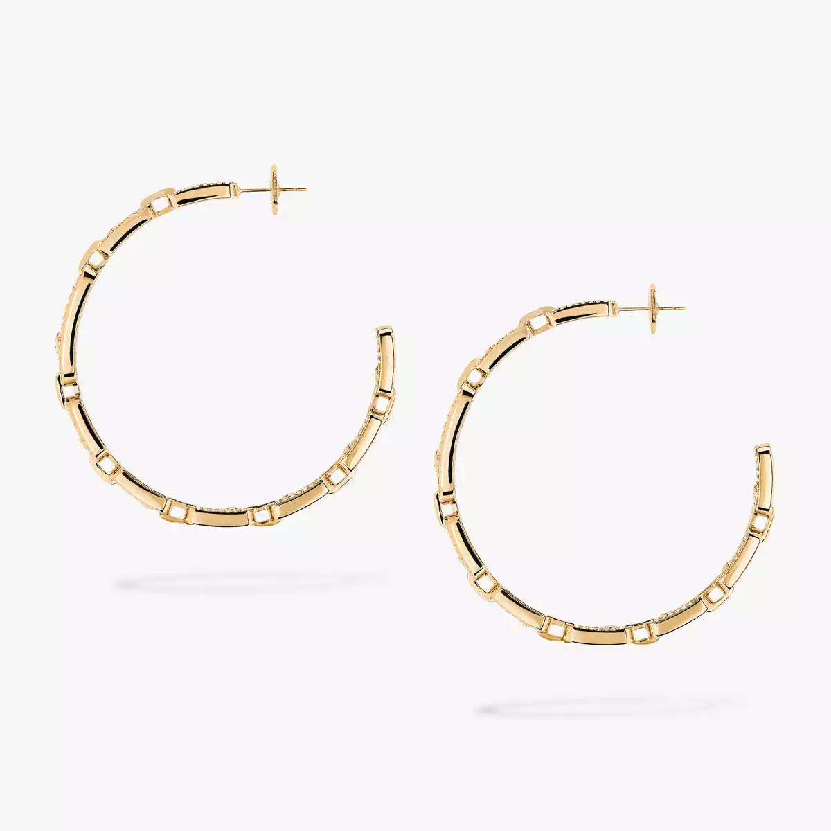 [[baslovejewels]Move Link Diamond Hoop Earrings