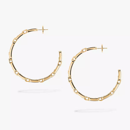 [[baslovejewels]Move Link Diamond Hoop Earrings