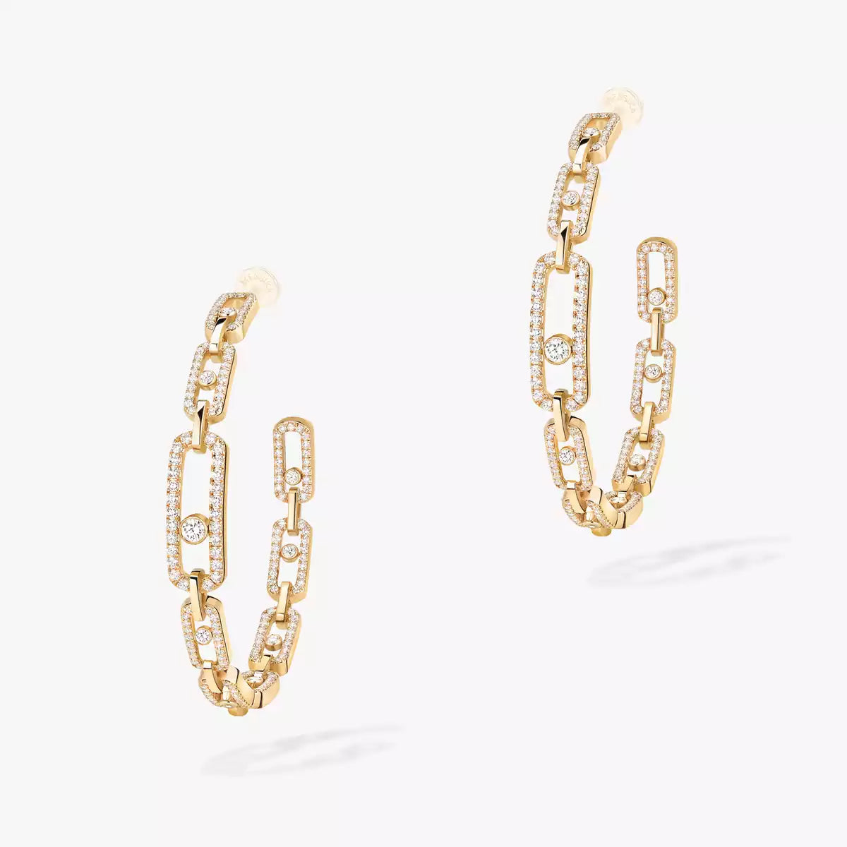 [[baslovejewels]Move Link Diamond Hoop Earrings