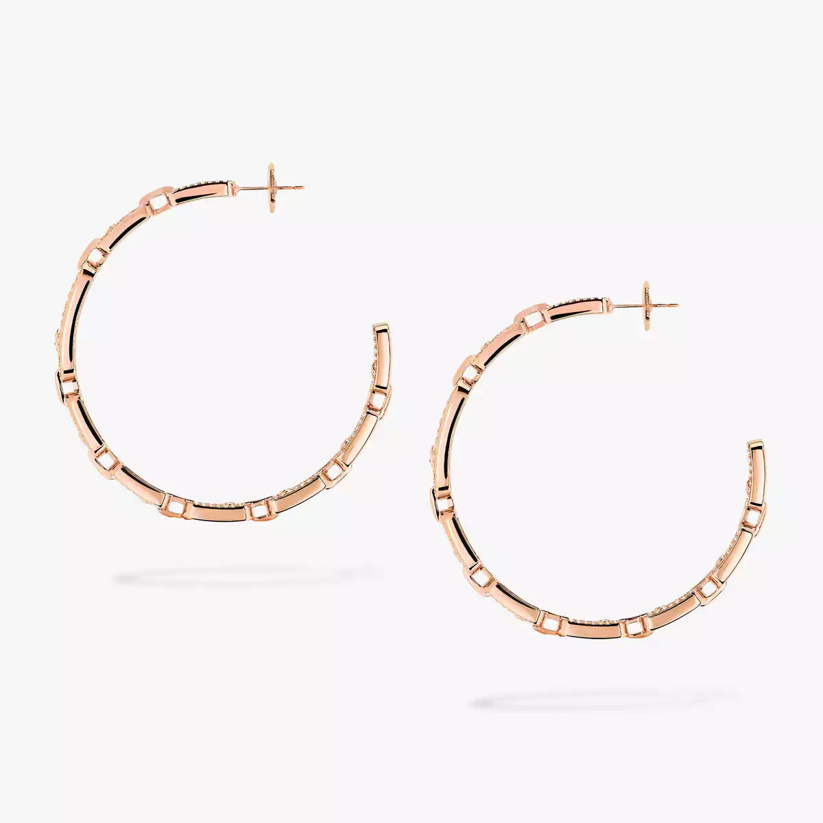 [[baslovejewels]Move Link Diamond Hoop Earrings