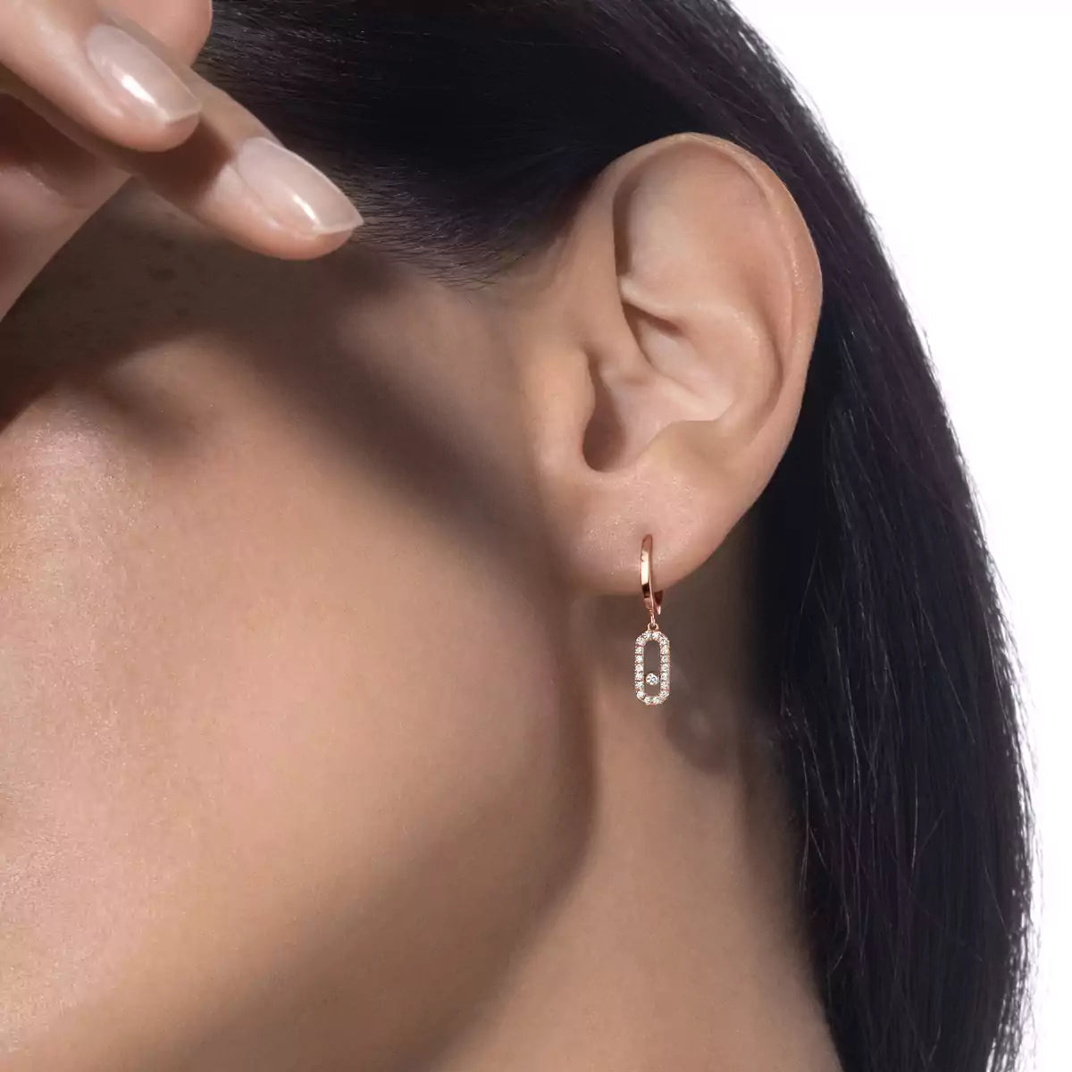 [baslovejewels]Move Uno Single Diamond Hoop Earring