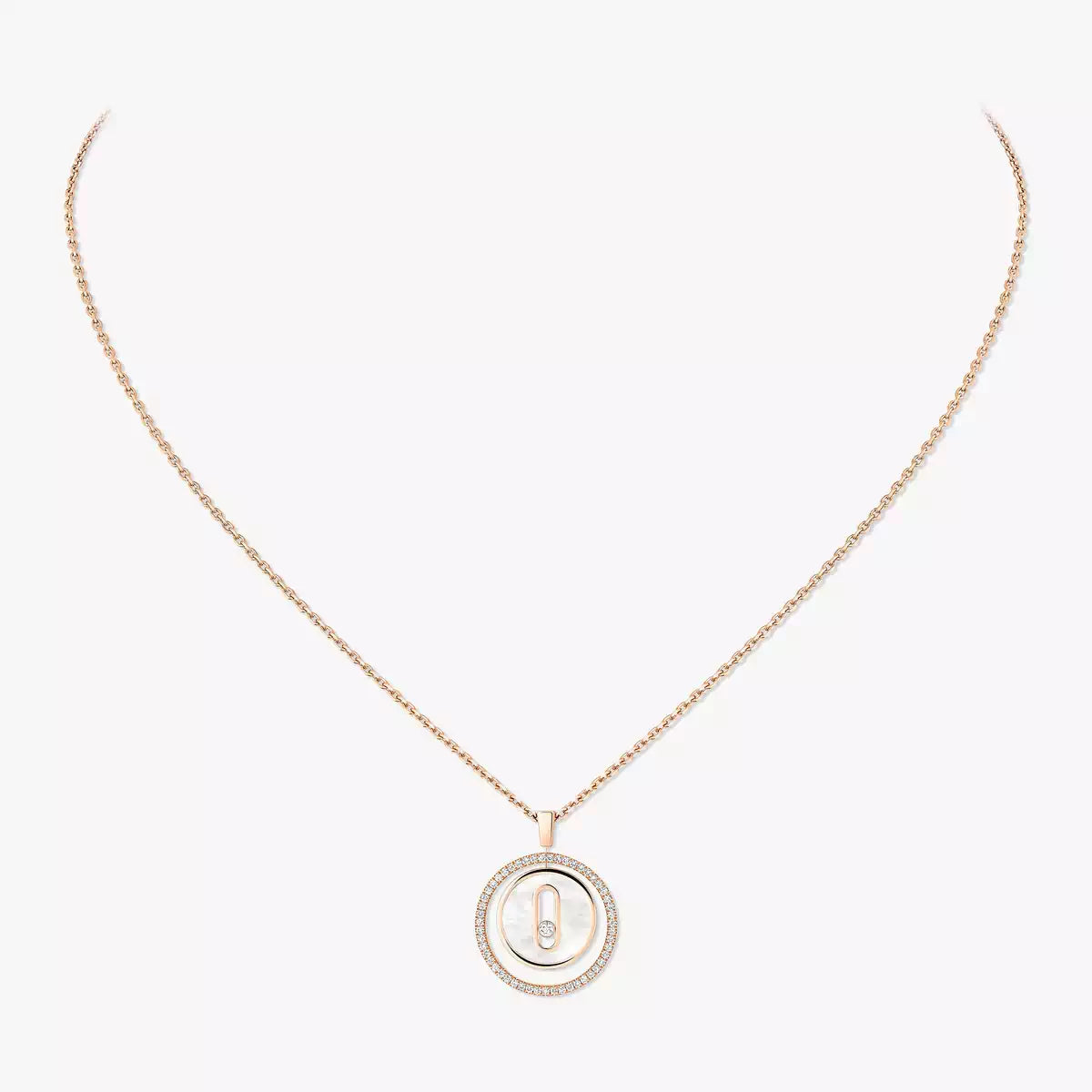 [baslovejewels]Lucky Move Diamond Necklace in Rose Gold and White Mother-of-Pearl