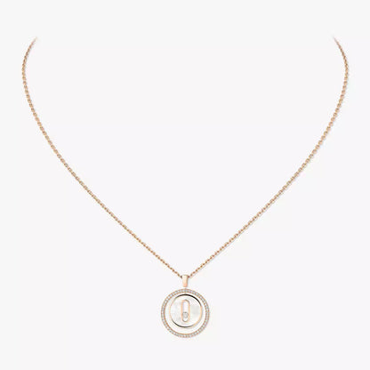 [baslovejewels]Lucky Move Diamond Necklace in Rose Gold and White Mother-of-Pearl