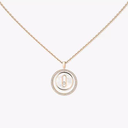 [baslovejewels]Lucky Move Diamond Necklace in Rose Gold and White Mother-of-Pearl
