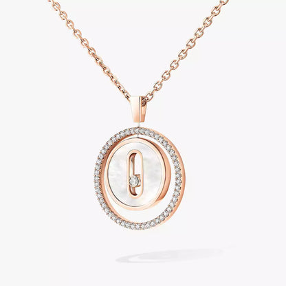 [baslovejewels]Lucky Move Diamond Necklace in Rose Gold and White Mother-of-Pearl