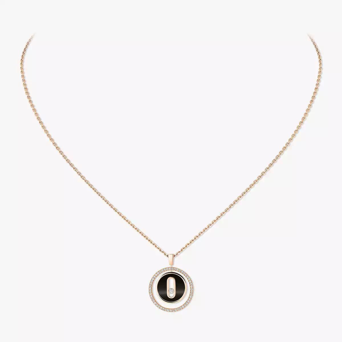 [baslovejewels]Lucky Move Diamond Necklace in Rose Gold and White Mother-of-Pearl