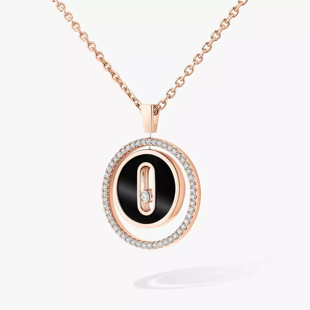 [baslovejewels]Lucky Move Diamond Necklace in Rose Gold and White Mother-of-Pearl