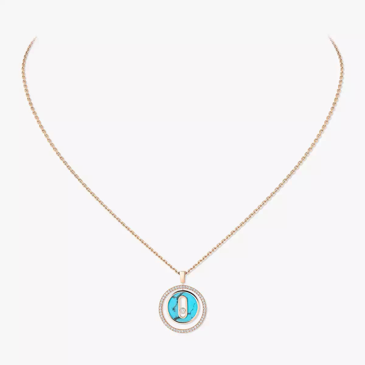 [baslovejewels]Lucky Move Diamond Necklace in Rose Gold and White Mother-of-Pearl