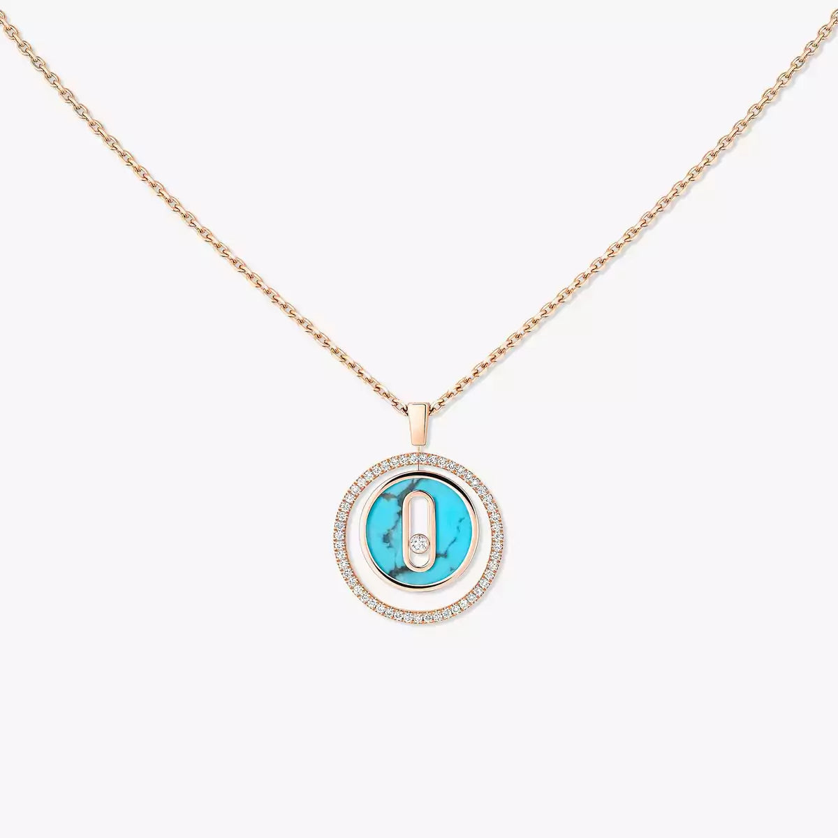 [baslovejewels]Lucky Move Diamond Necklace in Rose Gold and White Mother-of-Pearl
