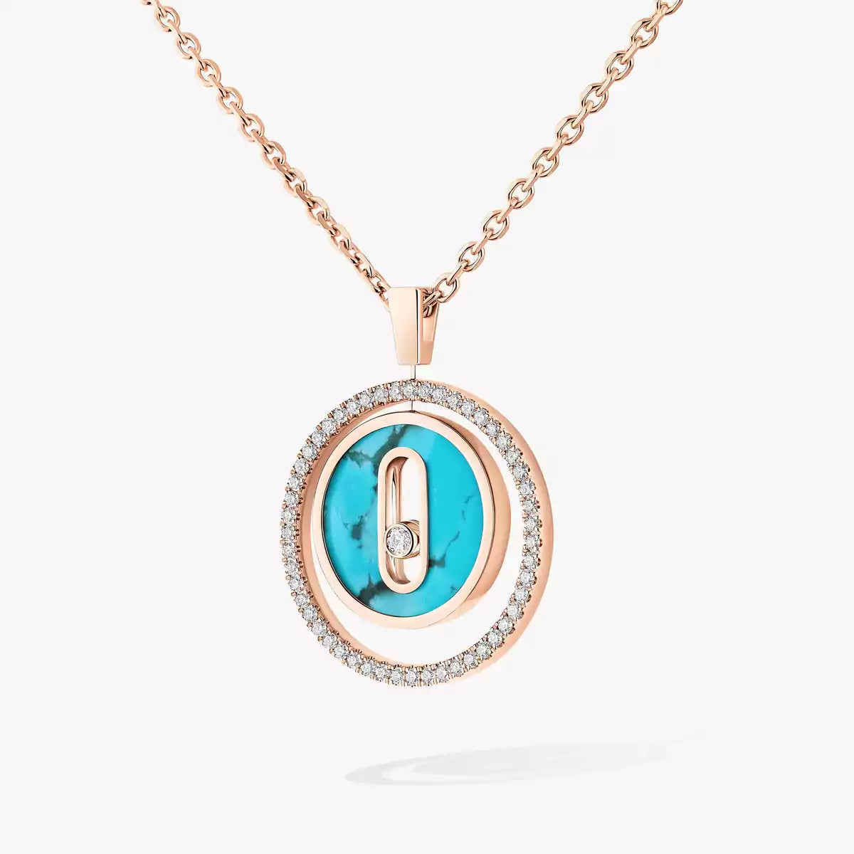 [baslovejewels]Lucky Move Diamond Necklace in Rose Gold and White Mother-of-Pearl