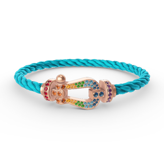 [baslovejewels]FORCE LARGE HORSESHOE  COLORED DIAMOND BRACELET ROSE GOLD