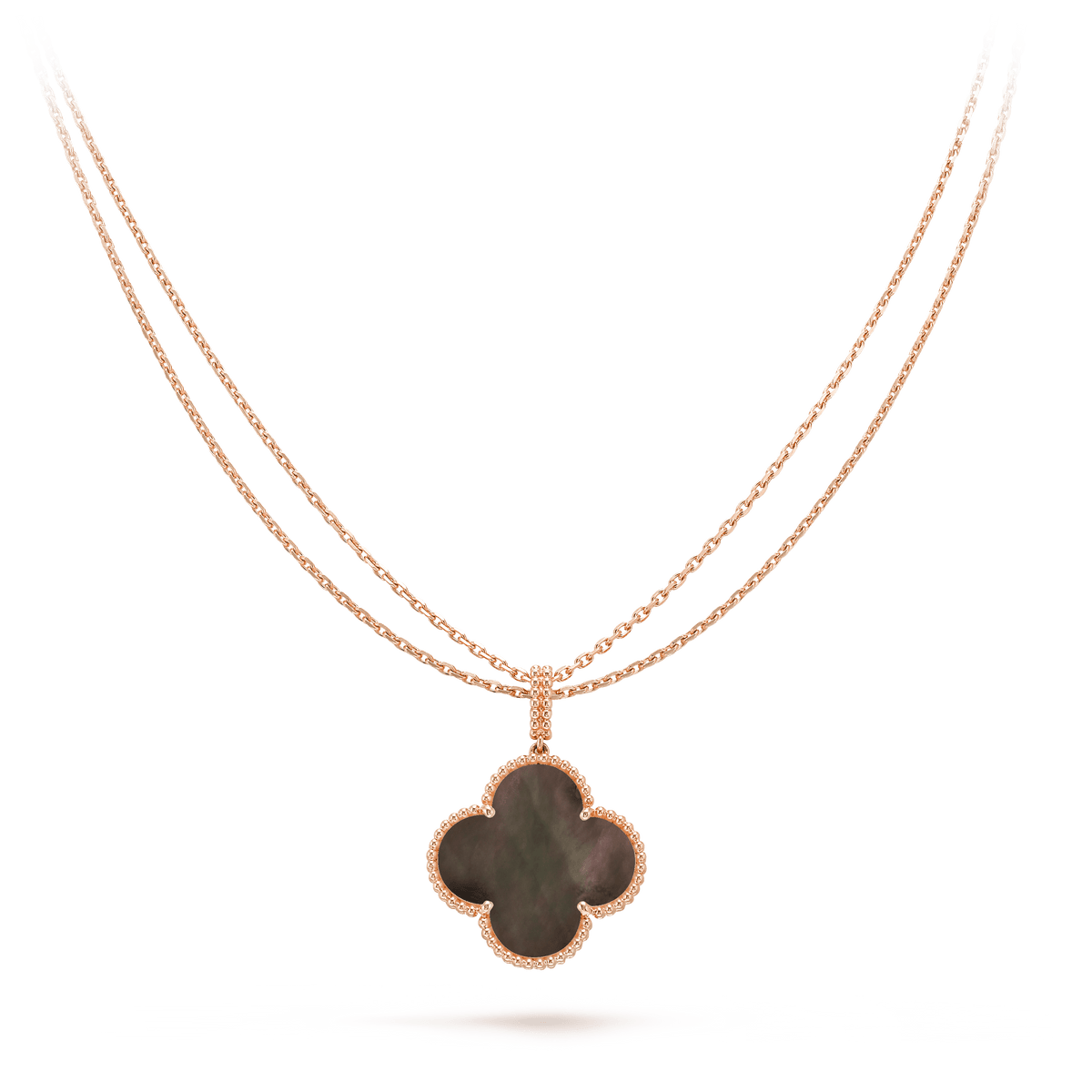 [basloveJW]CLOVER 25MM GOLD DARK MOP BIG CLOVER NECKLACE