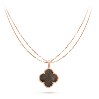 [basloveJW]CLOVER 25MM GOLD DARK MOP BIG CLOVER NECKLACE