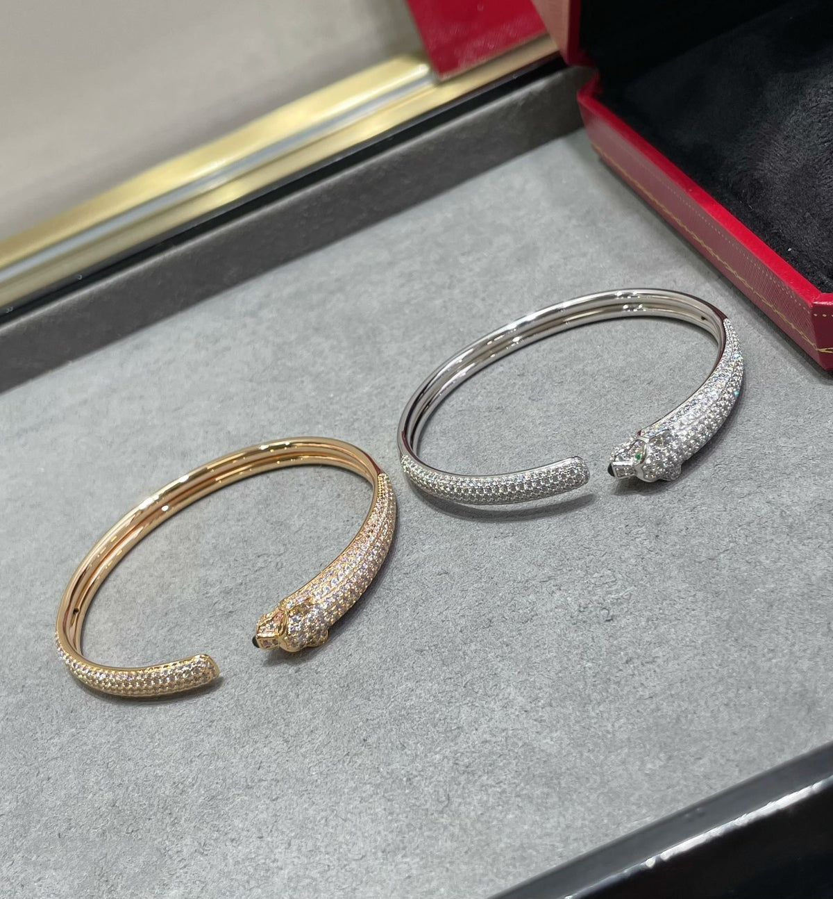 [baslovejewels]PANTHERE FULL DIAMOND OPEN BRACELET