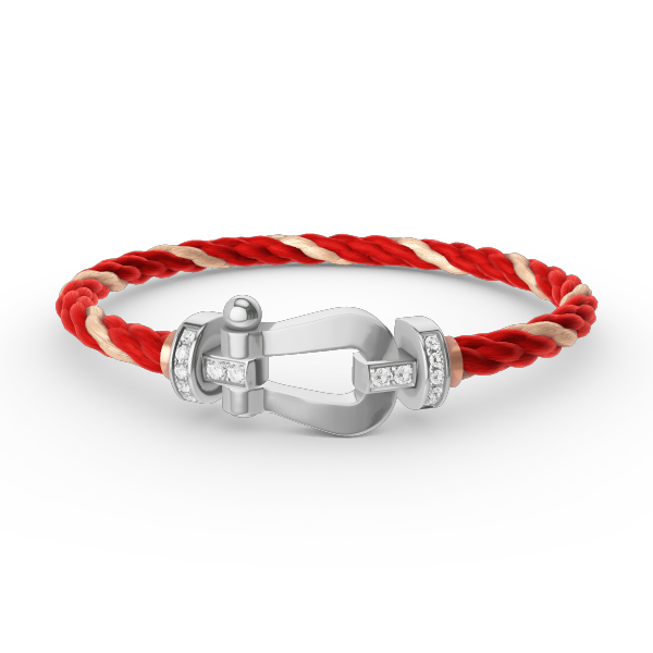 [baslovejewels]FORCE LARGE HORSESHOE HALF DIAMOND BRACELET SILVER