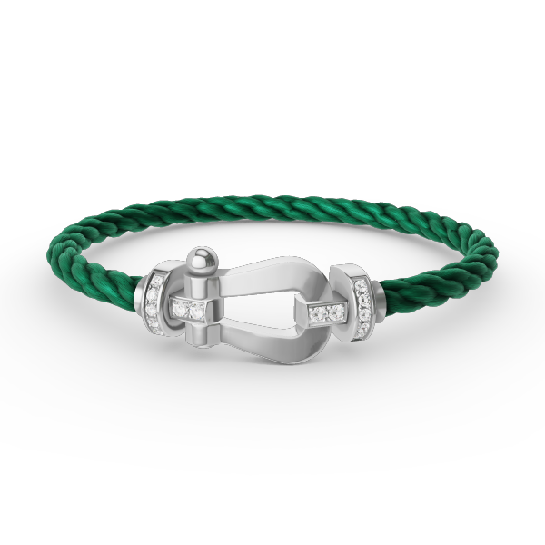 [baslovejewels]FORCE LARGE HORSESHOE HALF DIAMOND BRACELET SILVER