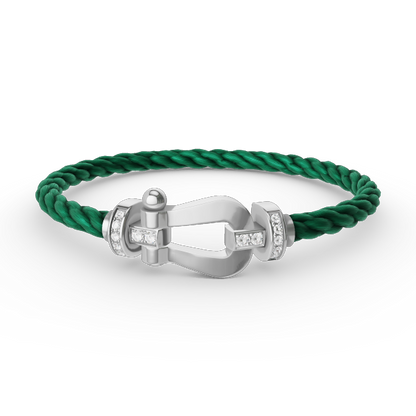 [baslovejewels]FORCE LARGE HORSESHOE HALF DIAMOND BRACELET SILVER